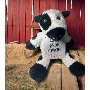 Chick-Fil-A Large Stuffed Animal Plush Black and white Cow Eat More Chikin 20”